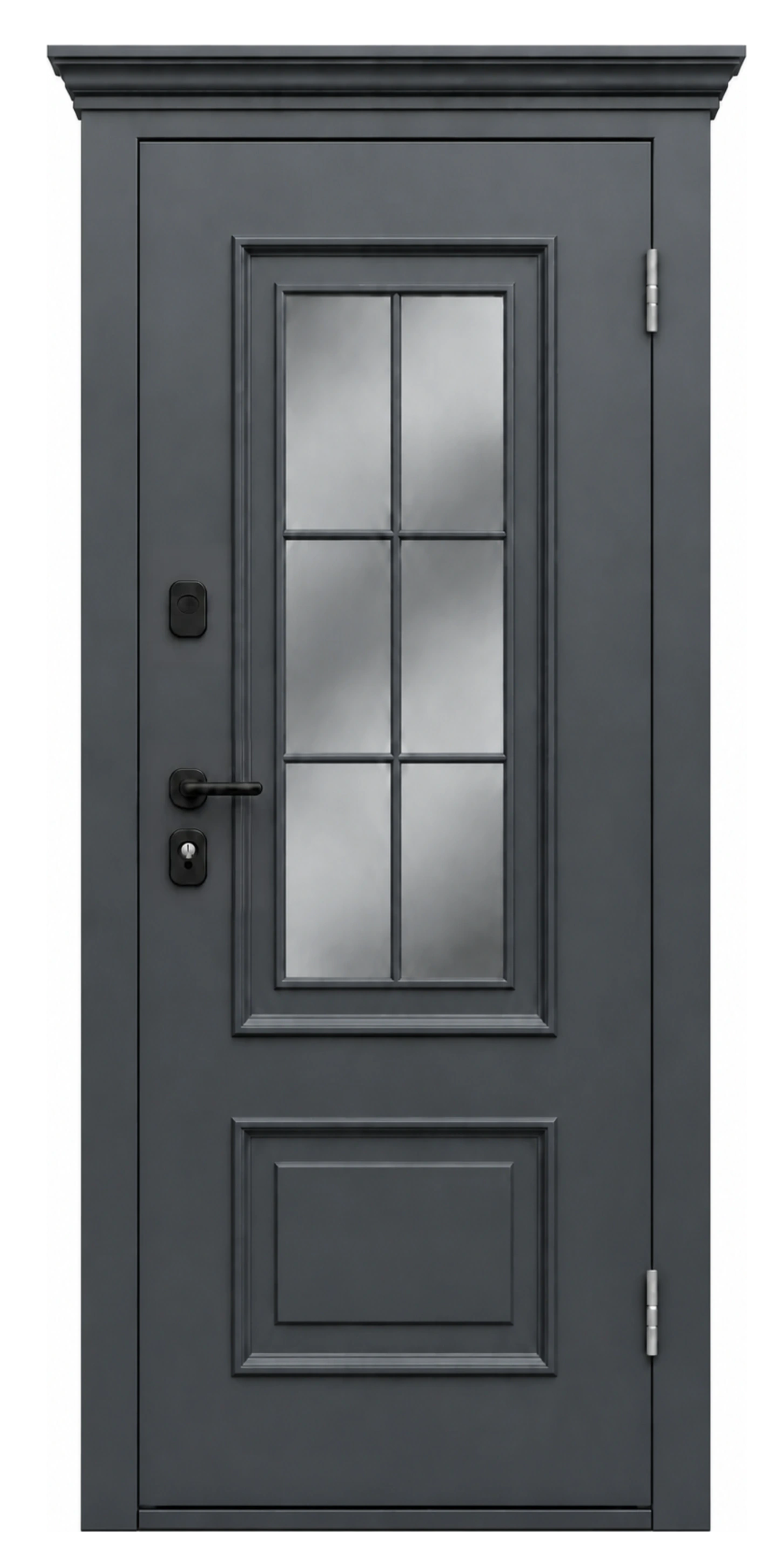 Стальная дверь Терморазрыв «Тихая зима с окном и английской решеткой»